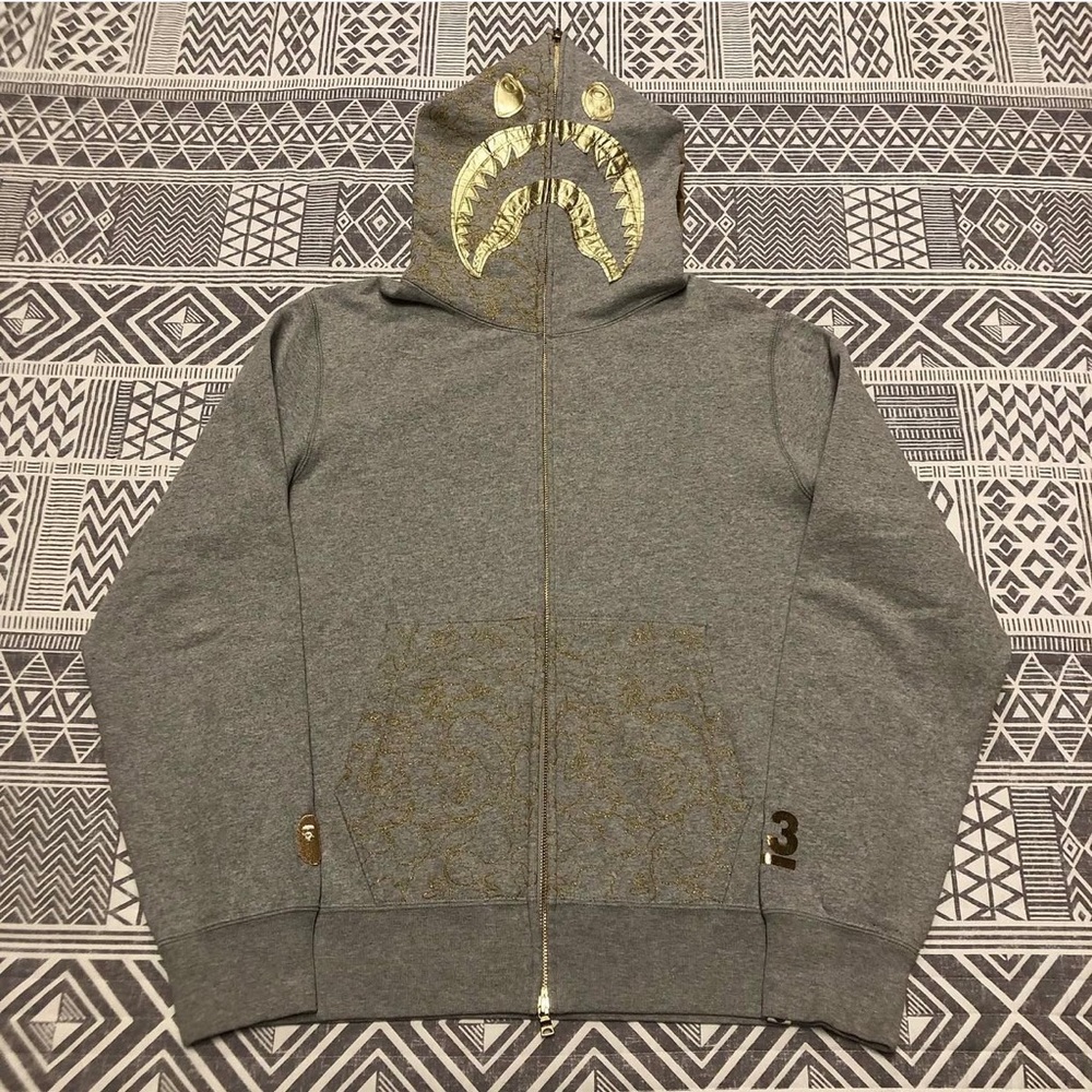 A Bathing Ape Bape 23rd Anniversary Shark Full Zip Hoodie Size Large